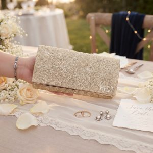 petite pochette mariée pailletée personnalisable – Écrin de cérémonie & témoins