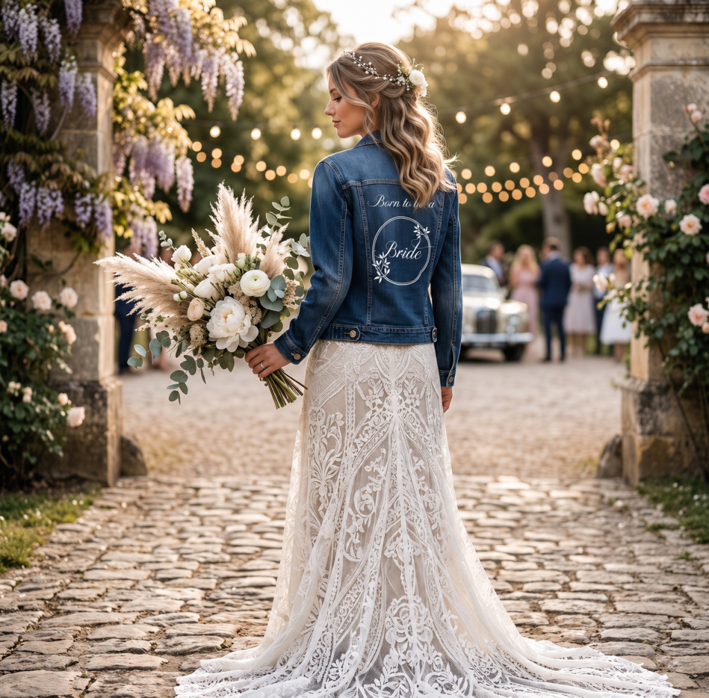 les bonnes affaires veste en jean de mariée taille s