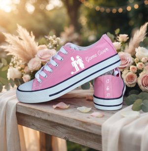 baskets de mariée roses adèle « merde… elle a dit oui ! » – fin de série personnalisée